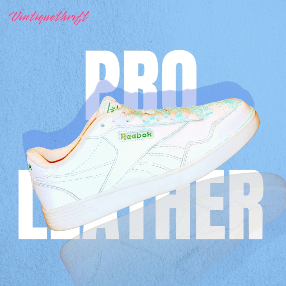 Reebok White and Green Low-Top Sneakers